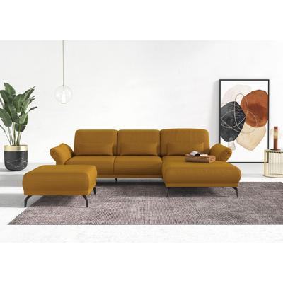 Ecksofa INOSIGN "Coco L-Form", gelb (mustard), B:284cm H:88cm T:196cm, 100% Polyester, Sofas, Sitztiefen-, Arm- und Kopfteilverstellung, Cord-Bezug, Fußhöhe 15 cm Image