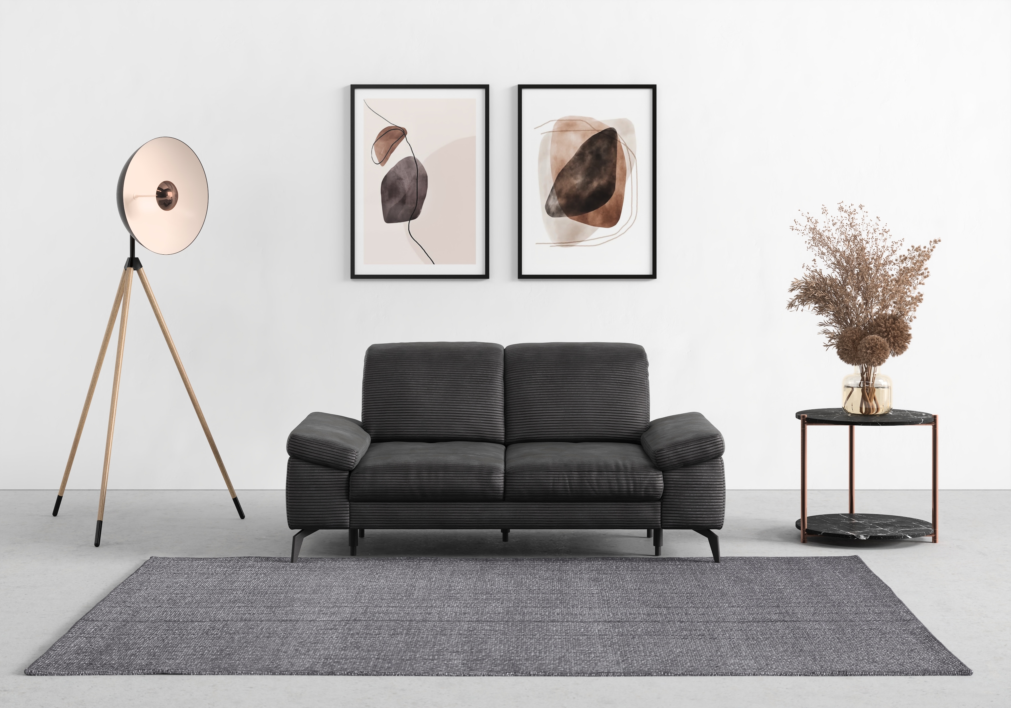 2-Sitzer SIT & MORE "Cabana", grau, B:191cm H:84cm T:123cm, 100% Polyester, Sofas, Breite 191 cm, wahlweise mit Sitztiefen- und Kopfteilfunktion