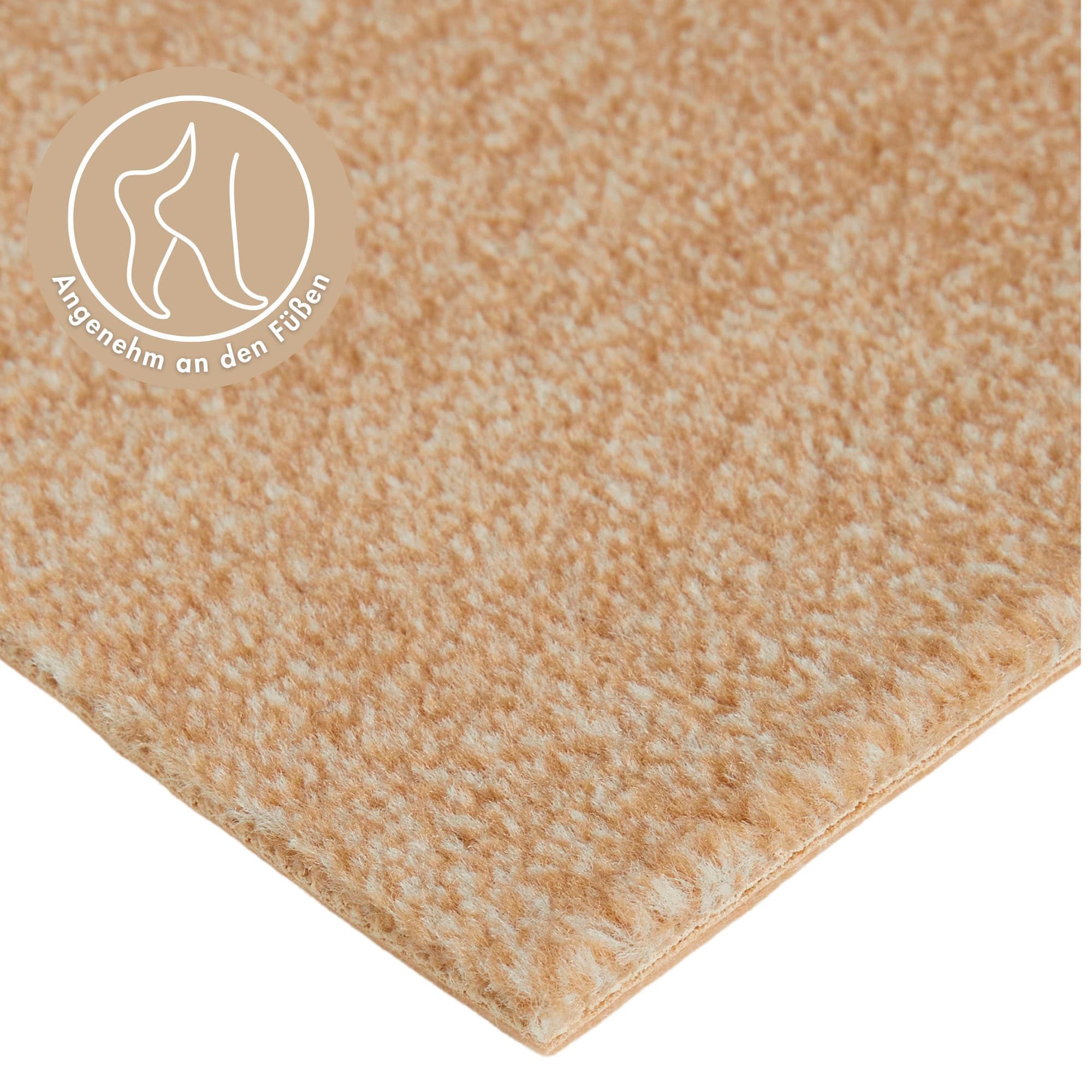 Teppichboden ANDIAMO "Catania, Velours, Made in Belgium", beige (dunkelbeige), B:500cm H:7,5mm L:1.500cm, Kunstfaser, Teppiche, meliert, Breite 400 cm oder 500 cm, strapazierfähig & pflegeleicht Image