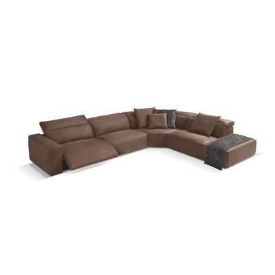 Ecksofa EGOITALIANO "Beverly, extravangantes Designsofa mit erstklassigem Sitzkomfort", beige (safari), B:378cm H:95cm T:282cm, Leder NUVOLE (Echtes Rindsleder). Halbnatürliches, halbnarbiges Rindsleder mit einer natürlichen Körnung von 1, 2 bis 1,... Image