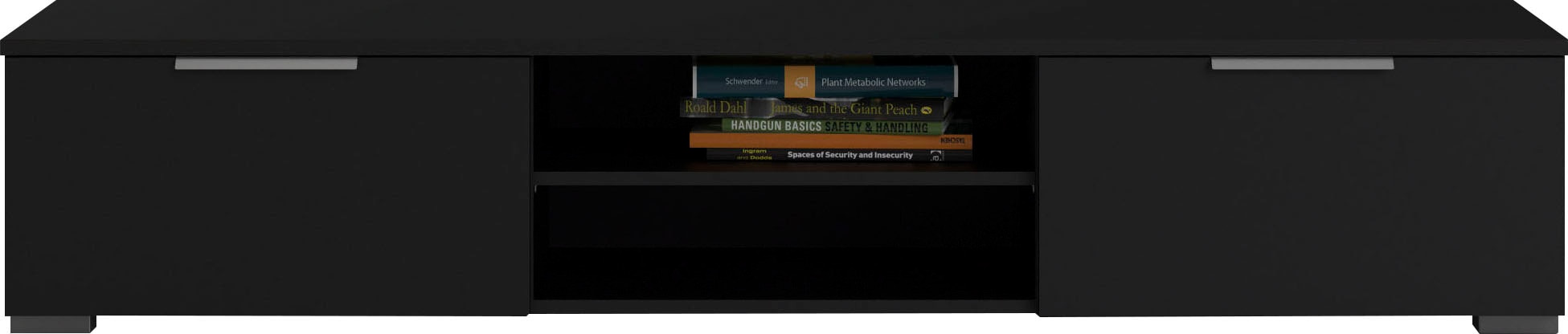 TV-Board INOSIGN "Match, TV-Möbel, Fernsehtisch, TV-Unit, Media-Möbel, Sideboard", schwarz (matt schwarz), B:172,7cm H:33,1cm T:39,9cm, Spanplatte, Sideboards, mit 2 Schubladen und 1 offenen Fach, Breite 172,7 cm, Höhe 33 cm