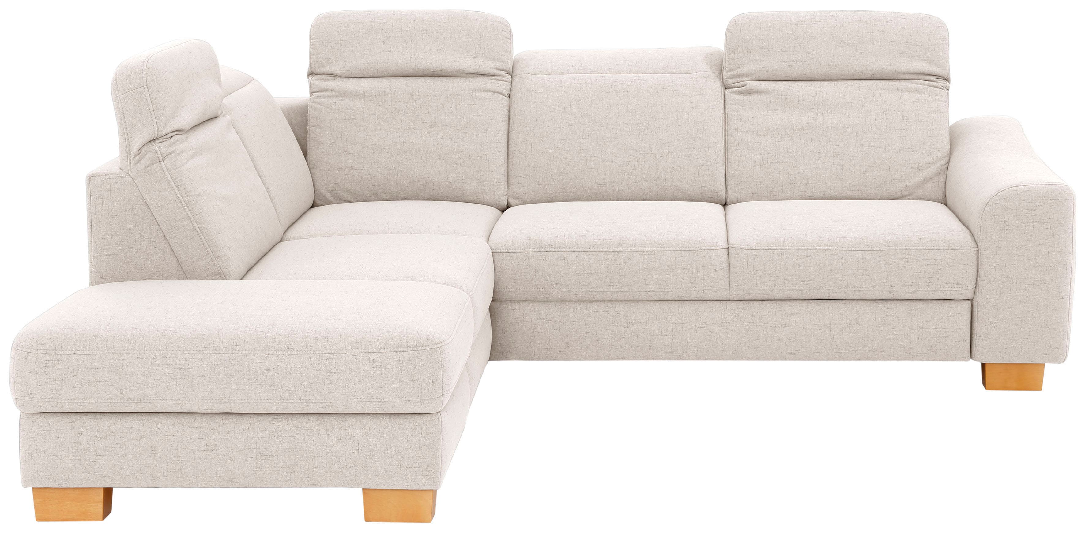 Ecksofa HOME AFFAIRE "Dundee L-Form", beige (creme), B:263cm H:86cm T:219cm, Struktur fein (100% Polyester), Sofas, Ecksofa, wahlweise mit Kopfteilverstellung und zusätzlich mit Bettfunktion
