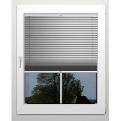 Plissee INDEKO "Thermo-Deluxe", grau (grau, metallfarben, weiß, weiß), B:61cm H:100cm, Obermaterial: 94% Polyester, 6% sonstige Fasern, Plissees, zur Montage in der Glasleiste, nach Maß Image