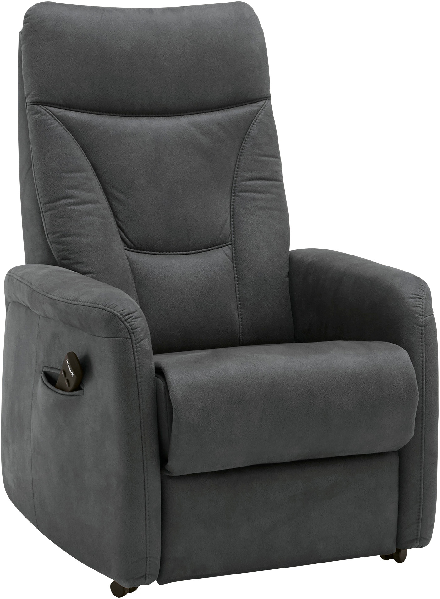 Sessel HUKLA "HU-RV15025", grau (deluxe anthrazit), B:78cm H:108cm T:90cm, Sessel, Funktionssessel Sessel mit Aufstehhilfe Polstersessel, Wahlweise 1- oder 2-motorische Verstellung, inkl. Aufstehhilfe