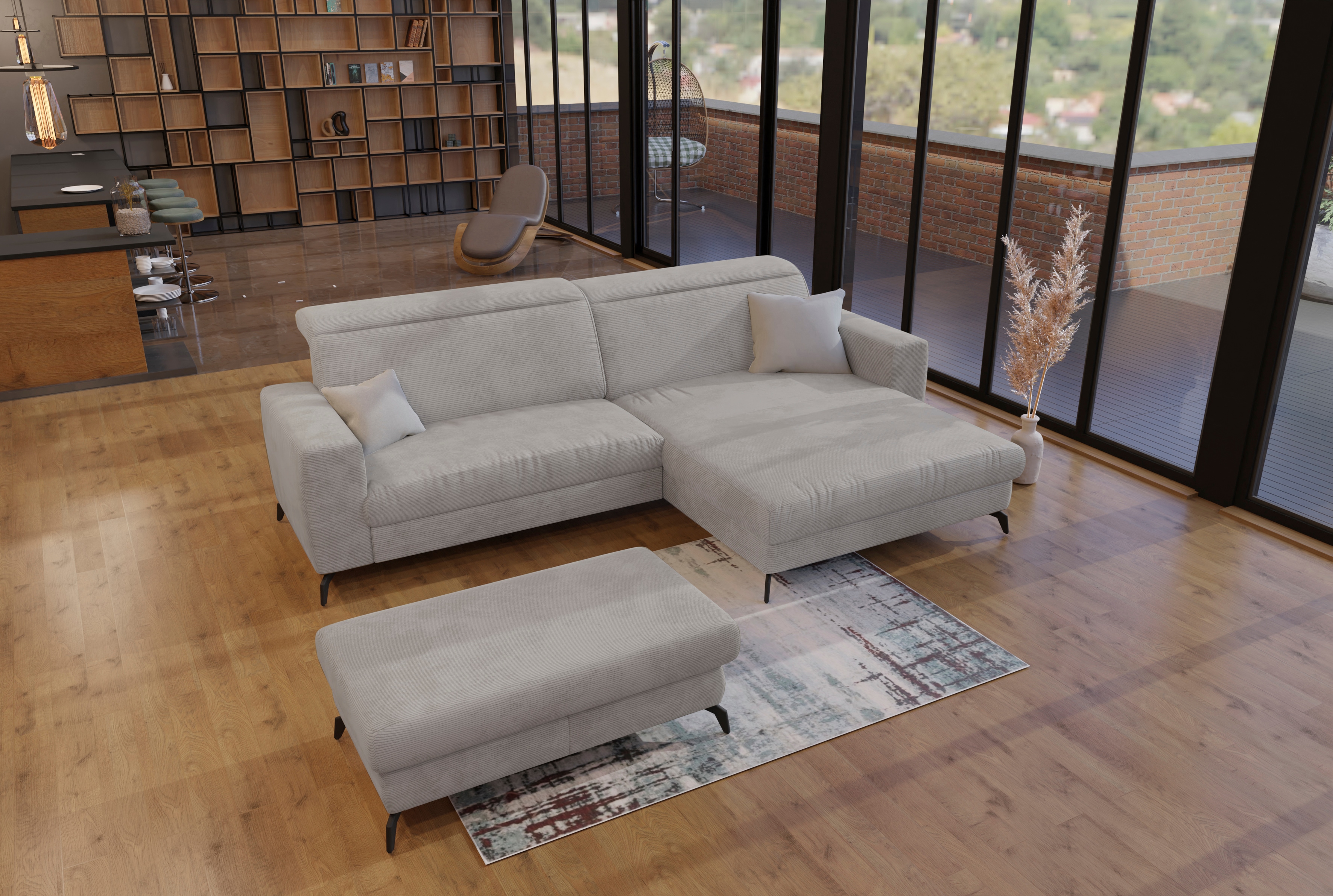Ecksofa SIT & MORE "Bolero L-Form", silber, B:290cm H:88cm T:178cm, 95%Polyester 5%Polyamid, Sofas Image