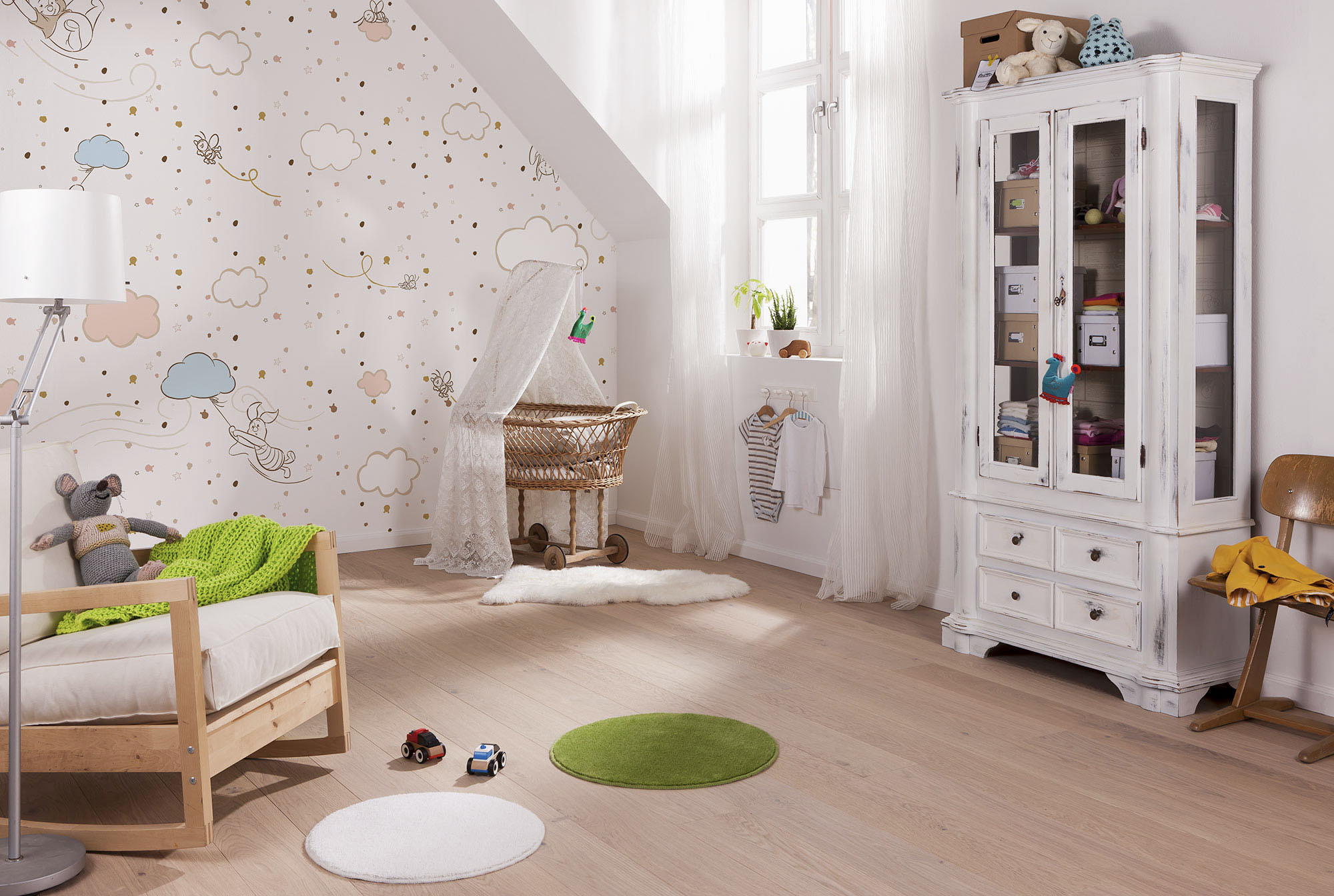 Fototapete KOMAR "Digitaldruck Vlies - Winnie the Pooh Wind Dance - Größe 300 x 250 cm", bunt, Rollen:, Vlies, Tapeten, Kinderzimmer