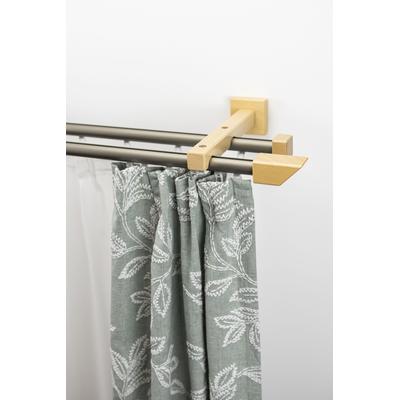Gardinenschiene GARESA "Cubus, Quadros Innenlauf", beige (natur, chromfarben), L:350cm, Gardinenstangen, Innenlauf-Vorhanggarnitur, verlängerbar, Holz-Aluminium Image