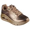 Sneaker SKECHERS "UNO ICON - LUSTROUS AIR", Damen, Gr. 37, braun (bronzefarben), Leder, metallic, modisch, Schuhe, Keilsneaker, Plateausneaker, Schnürschuh im Metallic Look