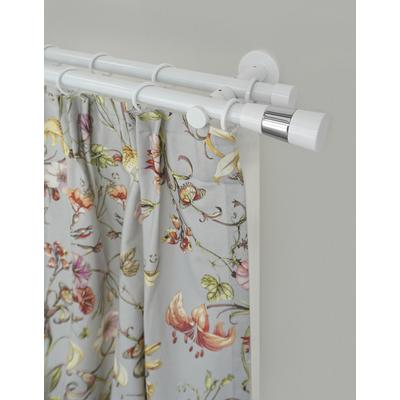 Gardinenstange GARESA "WHITE", weiß, L:450cm Ø:20mm, Eisen, Gardinenstangen, Vorhanggarnitur, verlängerbar, Wandmontage, Endknopf 2-farbig Image