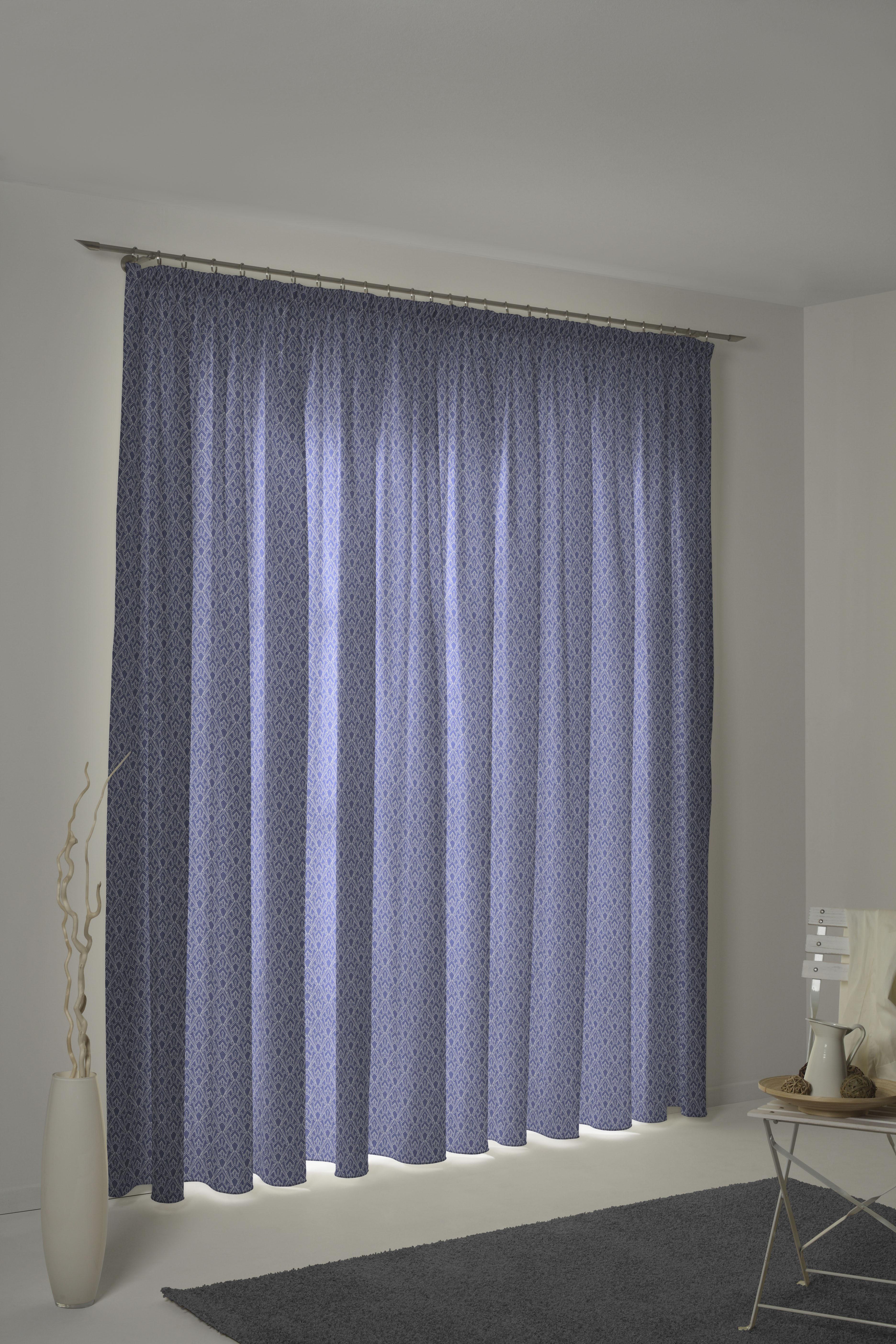 Vorhang ADAM "Urban Cactus" Gr. 3, blau (royalblau), B:145cm H:225cm, Jacquard, Baumwolle (Bio-Baumwolle), Gardinen, aus 100% Bio-Baumwolle