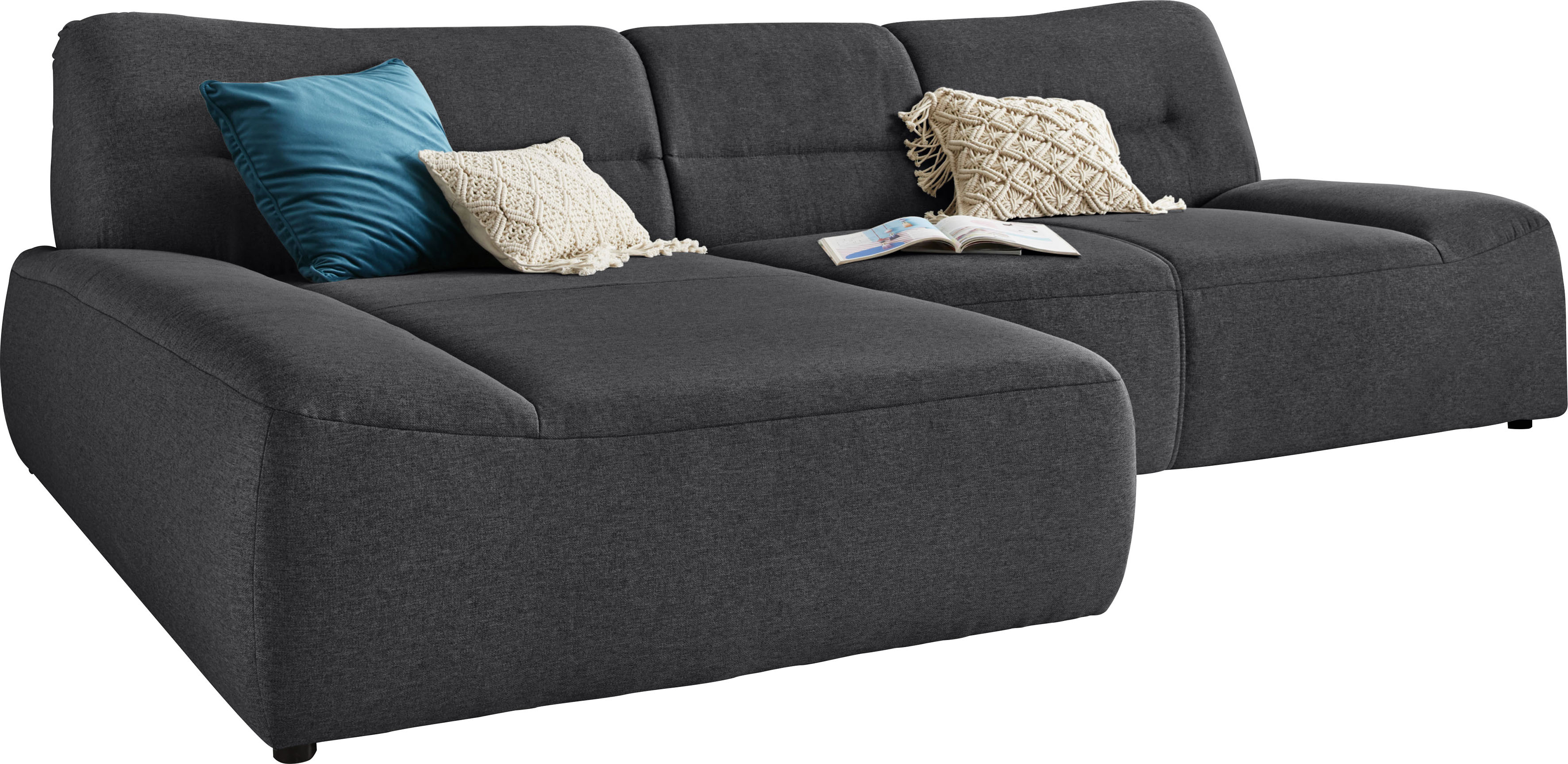 Ecksofa DOMO COLLECTION "Cesena moderne Polsterecke mit flachen Armlehnen, L-Form", grau (anthrazit), B:288cm H:81cm T:175cm, Sofas, Ecksofa, fester Sitzkomfort, frei im Raum stellbar