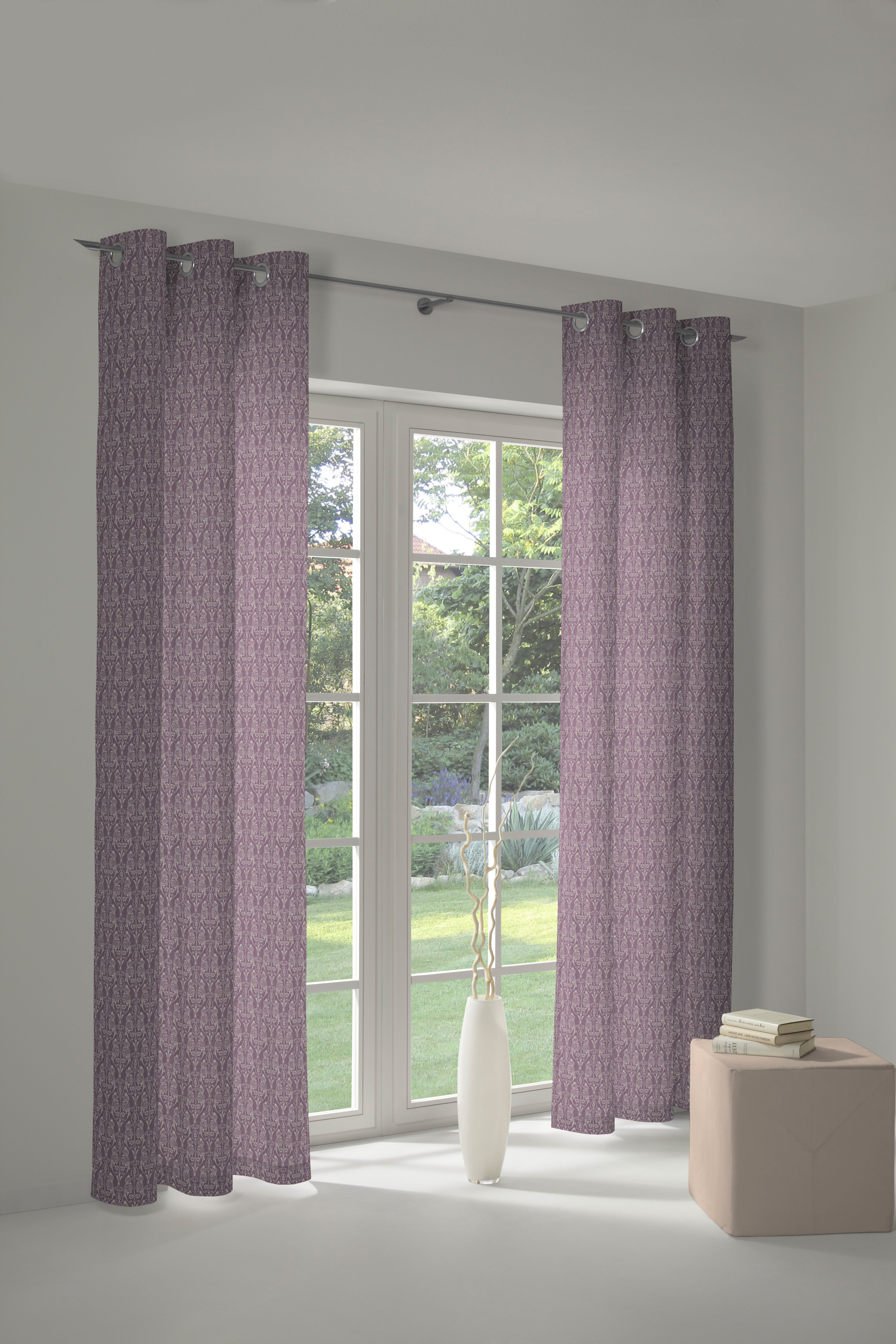 Vorhang ADAM "Little Parrot" Gr. 4, lila (aubergine), B:145cm H:245cm, Jacquard, Baumwolle (Bio-Baumwolle), Gardinen, aus 100% Bio-Baumwolle Image
