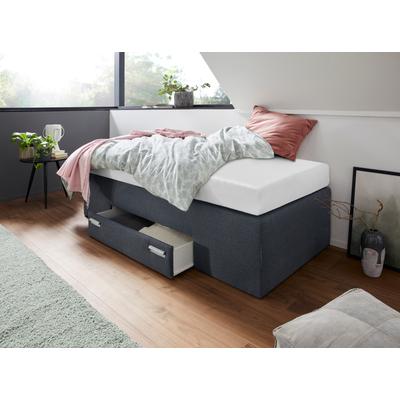 Boxspringbett, grau (anthrazit), B:90cm L:200cm, Bezug Bett: Feinstrukturstoff (77% Polyester, 23%Viskose) oder Microfaser (100% Polyester), Bonnellfederkernmatratze: 100%Polyester, Kaltschaummatratze: 100% Polyester, Bezug abnehm- und waschbar bis... Image