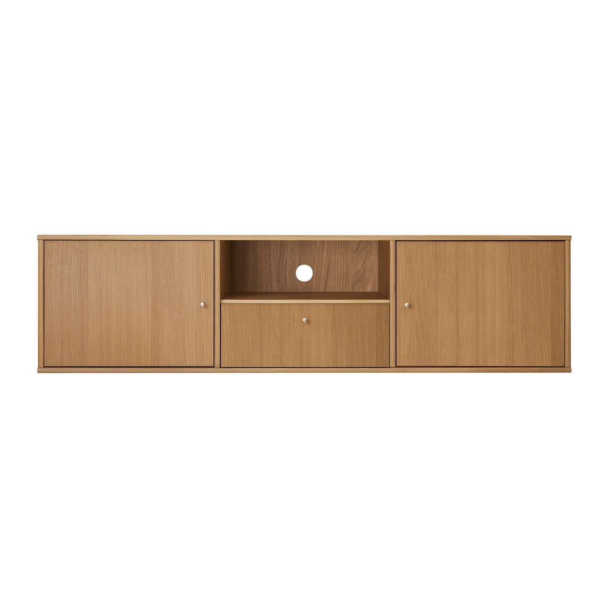 TV-Board HAMMEL FURNITURE "Mistral Fernsehschrank, Medienmöbel, Hängend", braun (eiche, lack, öl), B:161,5cm H:41,6cm T:45cm, MDF, Massivholz, Spanplatte, Sideboards, TV-Board, Türen mit Akustikstoff, Schublade, Lowboard, B: 161,5 cm