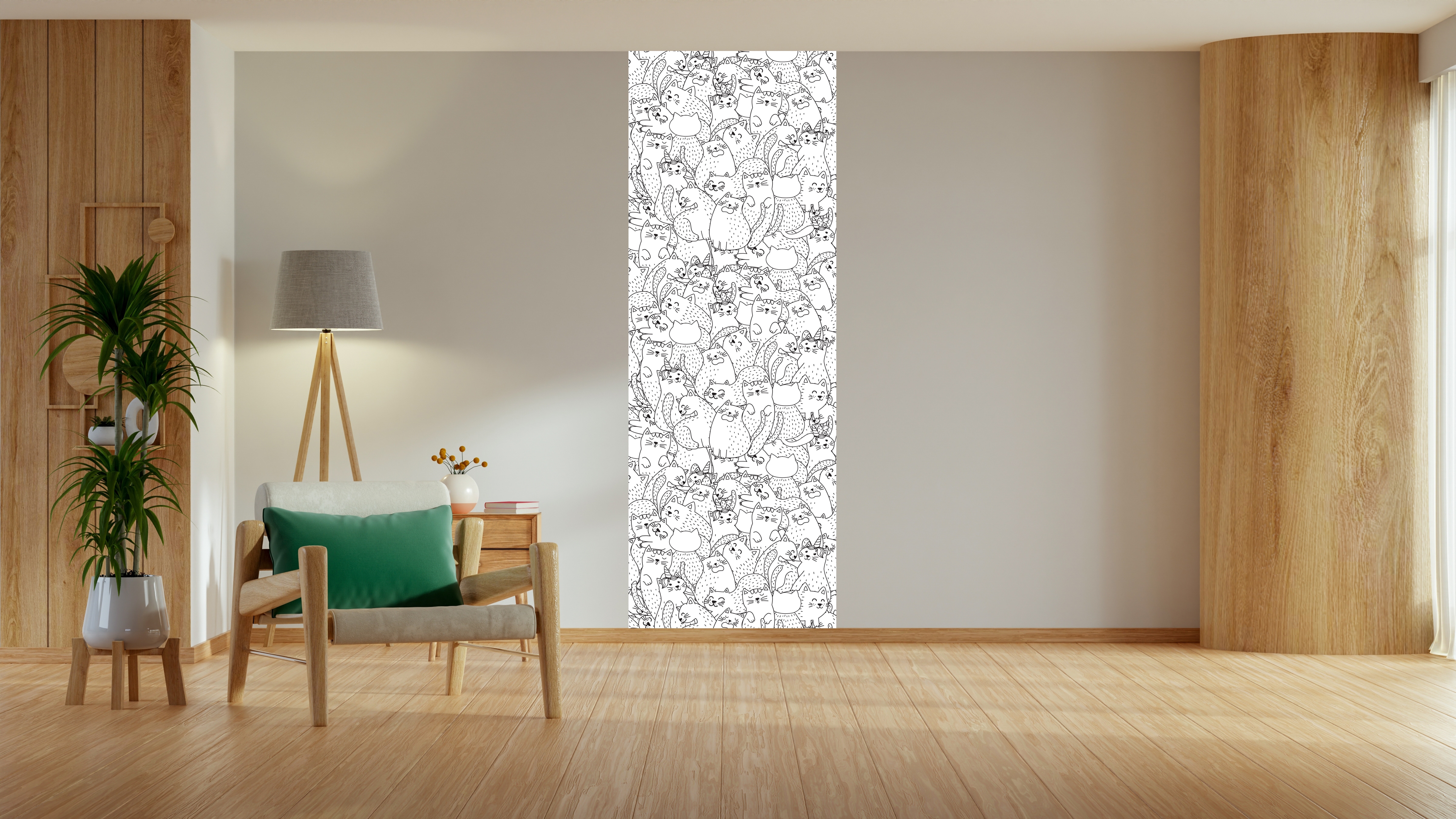 Wandsticker QUEENCE "Katzen", weiß, B:90cm H:250cm, Vinyl, Wandtattoos, DIY-Wandsticker zum Bemalen