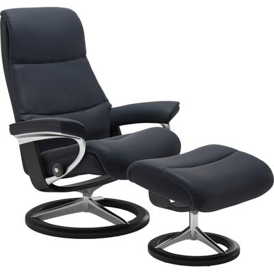 Relaxsessel STRESSLESS "View", blau (shadow blau paloma), B:82cm H:109cm T:81cm, Leder BATICK: BATICK ist ein leicht korrigiertes, durchgefärbtes und genarbtes Möbelleder, bei dem die meisten Unebenheiten und Spuren in der Regel entfernt wurden.,... Image