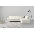 Ecksofa DOMO COLLECTION "Mona L-Form", beige (creme), B:271cm H:80cm T:213cm, Struktur fein 100% Polyester, Chenilleoptik 100% Polyester, Sofas, wahlweise mit Bett- und Armlehnfunktion