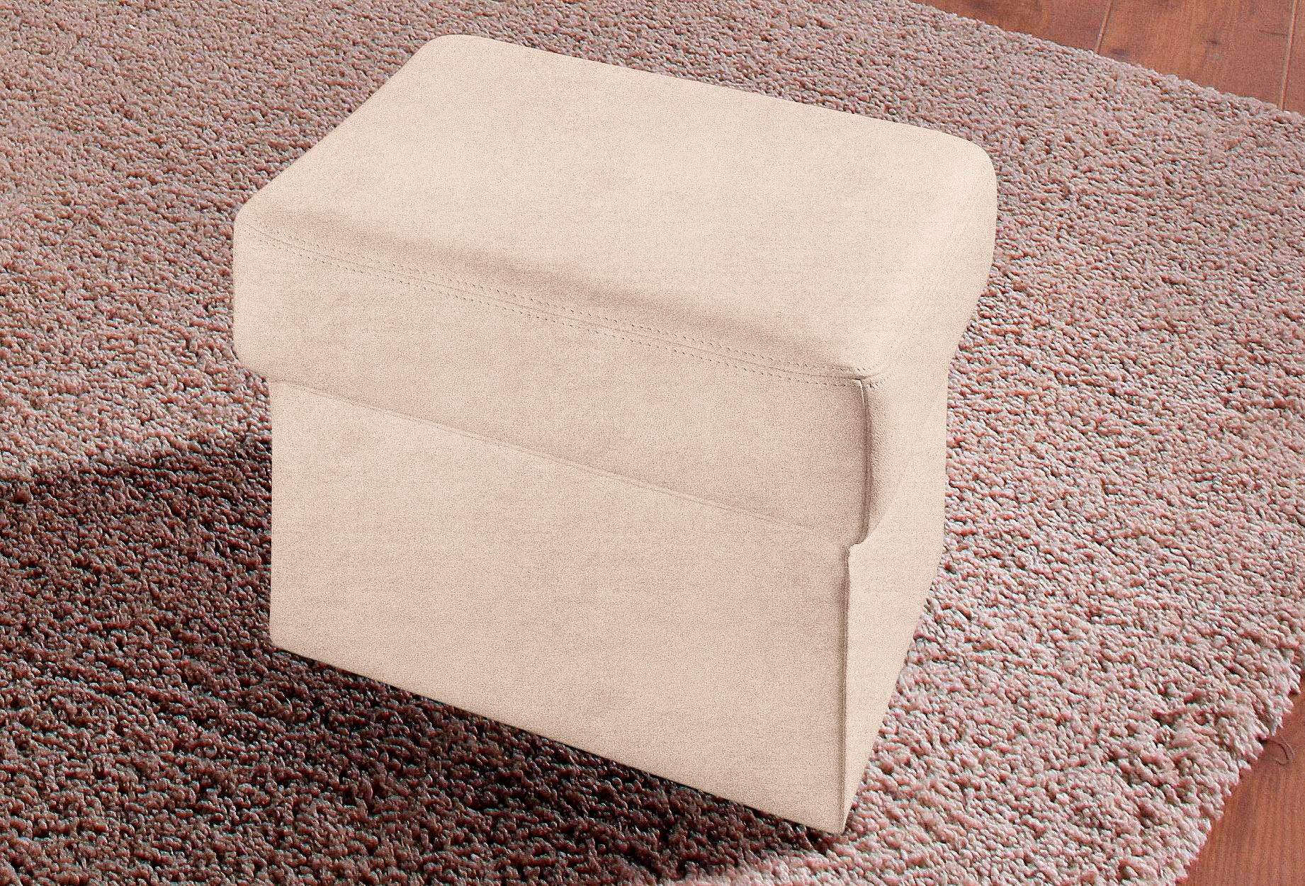 Hocker SIT & MORE "Bellevue", beige (natur), B:58cm H:45cm T:58cm, Luxus-Microfaser ALTARA NUBUCK (100% Polyester);SOFTLUX-Kunstleder;NaturLEDER (echtes Rindsleder), Hocker, Lederhocker Polsterhocker