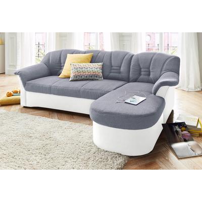 Ecksofa DOMO COLLECTION "Elva, zeitlose Formensprache, elegante Rückensteppung, L-Form", weiß (weiß, silber), B:240cm H:84cm T:82cm, Kunstleder SOFTLUX / Struktur ( 100% Polyester), Microfaser PRIMABELLE (100% Polyester), (geprägte) Luxus-Microfaser... Image