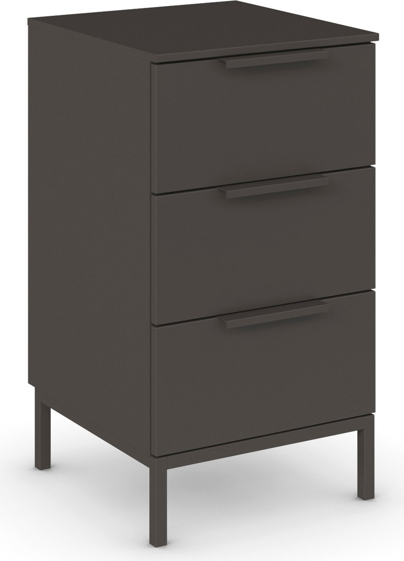Nachtkommode RAUCH "Nachttisch Nachtschrank Nachtkonsole FLIPP", grau (graphit), B:40cm H:72cm T:42cm, Holzwerkstoff, Sideboards, mit 3 Schubladen und Soft-Close-Funktion