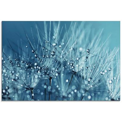 Glasbild ARTLAND "Blaue glitzernde Pusteblume", blau (farbe bild(er): blau), B:60cm H:45cm, Bilder, in verschiedenen Größen Image