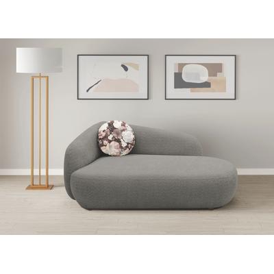 Recamiere ANDAS "Björnar incl. Wende-Zierkissen: Blumenmuster, bzw. uni", grau (graphit), B:183cm H:75cm T:105cm, 100% Polyester, Sofas, Federkern, Armlehne links oder rechts wählbar, B/T/H: 183/105/75 cm Image