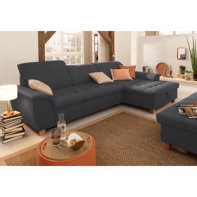 Ecksofa HOME AFFAIRE "Lyla L-Form", grau (anthrazit), B:279cm H:81cm T:162cm, Sofas, mit Recamiere, wahlweise mit Rückenfunktion und zusätzlich mit Bett Image