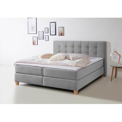 Boxspringbett HOME AFFAIRE "Moulay", grau, B:194cm L:211cm, Komplettbetten, Boxspringbett, inkl. Topper, in 3 Härtegraden, TFK auch in Härtegrad 4 Image