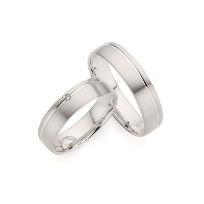 Trauring PHÖNIX "Schmuck Geschenk Silber 925 Trauring Ehering LIEBE versch. Varianten" Gr. 55, silber (silberfarben), Fingerringe, Damen, 55, 0,03 ct SI = kleine Einschlüsse mit Brillanten, Silber 925 (Sterlingsilber), 5mm, Made in Germany -... Image