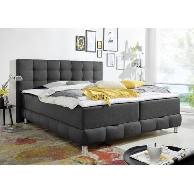 Boxbett INOSIGN "Vaasa", grau (anthrazit), B:194cm L:230cm, Komplettbetten, inkl. Bettkasten & Topper, XXL-Ausführung, Überlänge 220 cm Image