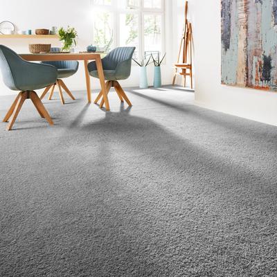 Teppichboden ANDIAMO "Softness, Velours, Made in Belgium", silber (silberfarben), B:400cm H:17mm L:500cm, Kunstfaser, Teppiche, Uni Farben, Breite 400 cm, besonders weich, Wohnzimmer, Schlafzimmer Image