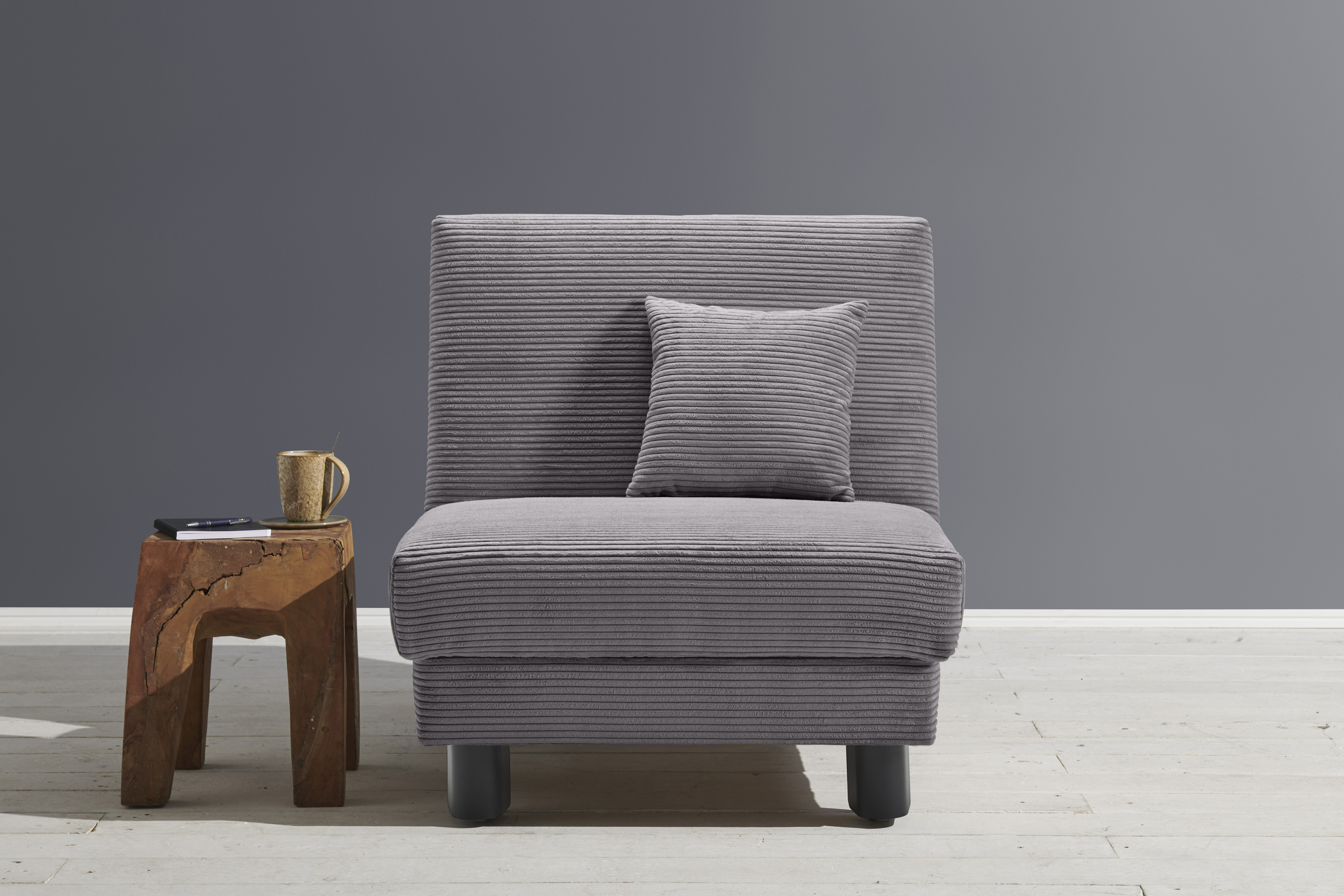 Sessel ELL + ELL "Enny", grau, B:85cm H:85cm T:100cm, 92% Polyester 8% Nylon, Sessel, Schlafsessel Einzelsessel