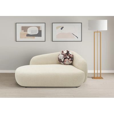 Recamiere ANDAS "Björnar incl. Wende-Zierkissen: Blumenmuster, bzw. uni", beige (creme), B:183cm H:75cm T:105cm, 100% Polyester, Sofas, Federkern, Armlehne links oder rechts wählbar, B/T/H: 183/105/75 cm Image