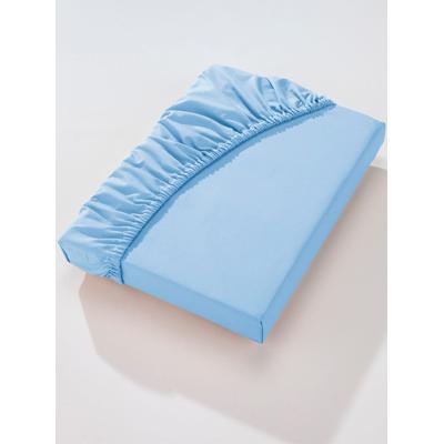 Betttuch BIBERNA Gr. 4, blau (hellblau), B:150cm L:250cm, Linon, 100% Baumwolle, Laken Image