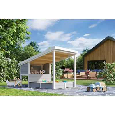 Sandkasten NORDIC HOLZ "PIPPI 1", grau (lichtgrau), B:164cm H:178,98cm T:220cm, Holz, Sandkästen, Spielelement mit Überdachung, BxTxH: 164x220x179 cm