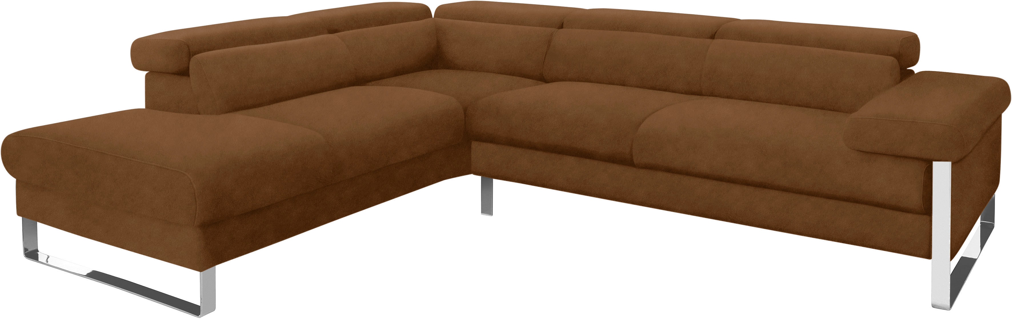 Ecksofa W.SCHILLIG "finn, toller Sitzkomfort, L-Form, hochwertige Verarbeitungsdetails", braun (chocolate s37), B:281cm H:71cm T:230cm, Flachgewebe S22 (100% Polyester);Stoff S37 (100% Polyester);Longlife Xtra-Leder Z59: Glattleder mit modischer... Image