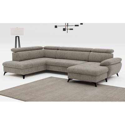 Wohnlandschaft COTTA "Hudson U-Form", grau (elephant), B:324cm H:100cm T:207cm, Sofas, mit Kopfteilverstellung, wahlweise mit Bettfunktion & Bettkasten Image