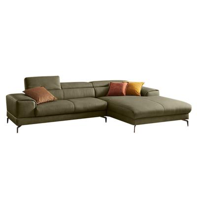Ecksofa W.SCHILLIG "piedroo, Designsofa mit tollem Sitzkomfort, elegant und bequem, L-Form", grün (camouflage z69), B:303cm H:70cm T:193cm, Longlife Xtra-Leder Z69: Das feinnarbige, gedeckte Softleder Z69 besticht durch seine außergewöhnliche... Image