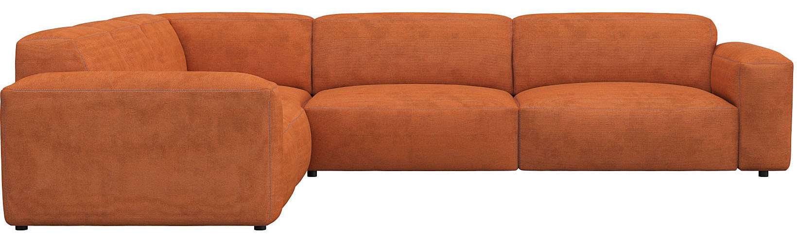 Ecksofa FLEXLUX "Lucera, super bequem durch hochwertigen Sitzaufbau mit Kaltschaum", orange (burned orange), B:319cm H:73cm T:285cm, 85% Polyester/15%Polyamide, Sofas, Ecksofa, modern & anschmiegsam, L-Form, Designsofa