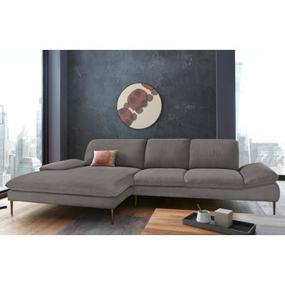 Ecksofa W.SCHILLIG "enjoy&MORE, Designsofa, bequem, elegant und zeitlos, L-Form", grau (grau r66), B:340cm H:87cm T:185cm, Chenille-Flachgewebe R66 (85% Polyester, 15% Nylon), Longlife Xtra-Leder Z59: Glattleder mit modischer Prägung. Hautstärke 0,... Image
