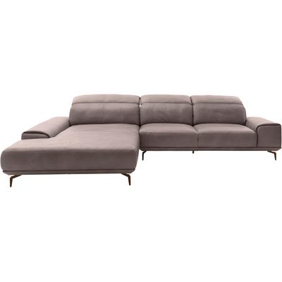 Wohnlandschaft MUSTERRING "MR 2490", grau (light grau, b), B:342cm T:207cm, Sofas, Bronze-Fuß Sitzhöhe 46cm, wahlweise mit Funktionen, Maße 342 x 207 cm Image