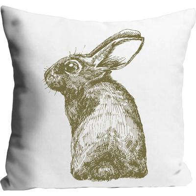 Dekokissen QUEENCE "Nika", grün (grün, bedruckt), B:40cm L:40cm, Polyester, Dekokissen_Sitzkissen_Kissenhüllen, mit einem Hasen von hinten Image