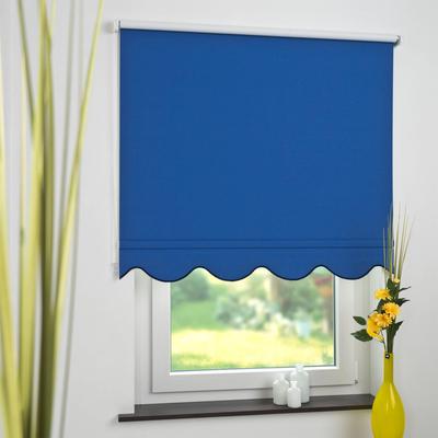 Seitenzugrollo LIEDECO Gr. 12, blau, B:172cm H:180cm, Polyester, Rollos, Volantrollo - Volant Klassik, Fixmaß Image