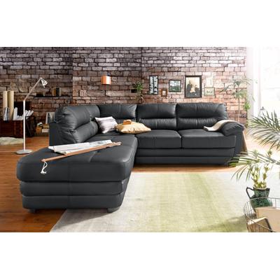 Polstergarnitur COTTA "Royale L-Form", schwarz, B:250cm, Sitzmöbel-Sets, Set bestehend aus: Ecksofa & Hocker Image