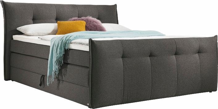Boxspringbett "Florida", grau (anthrazit), B:185cm L:228cm, Feingewebe (100% Polyester), SET ONE BY MUSTERRING, Komplettbetten, Boxspringbett, mit Bettkasten, in 5 Liegekomfortvarianten Image