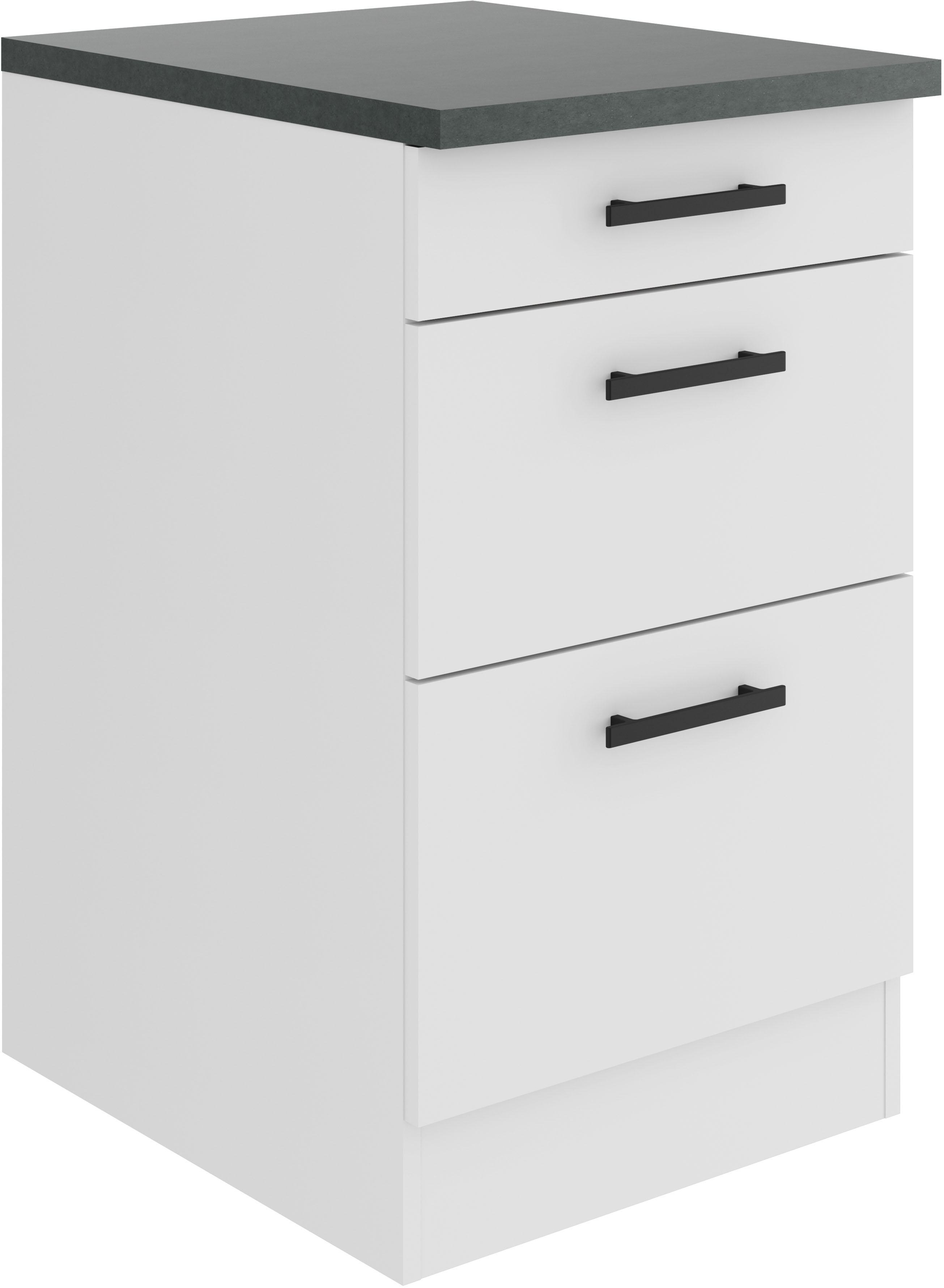 Unterschrank OPTIFIT "Palma", weiß (weiß, weiß, anthrazit), B:50cm H:84,8cm T:60cm, Spanplatte, Schränke, Breite 50 cm, mit 3 Schubkästen Image