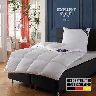 Daunenbettdecke EXCELLENT "Wien, Bettdecken für Sommer und Winter, Decke", weiß, B:155cm L:200cm, Bezug: 100% Baumwolle. Füllung: 90% Daunen, 10% Federn, Bettdecken, Bettdecke 135x200 cm, made in Germany, allergiker geeignet (Hausstaub) Image