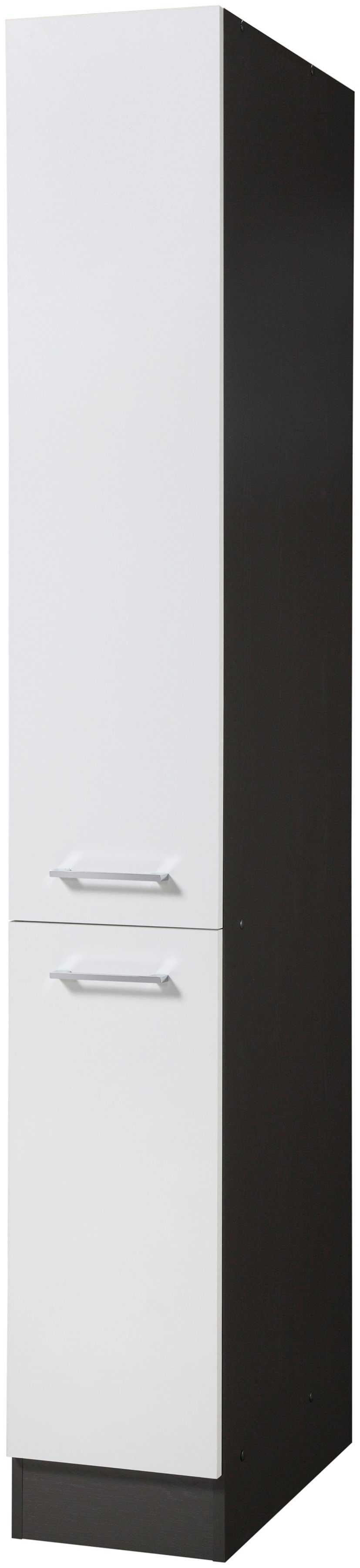 Apothekerschrank KOCHSTATION "KS-Paris", weiß (weiß, graphit), B:30cm H:200cm T:60cm, Holzwerkstoff, Schränke, Apothekerschrank, Breite 30 cm
