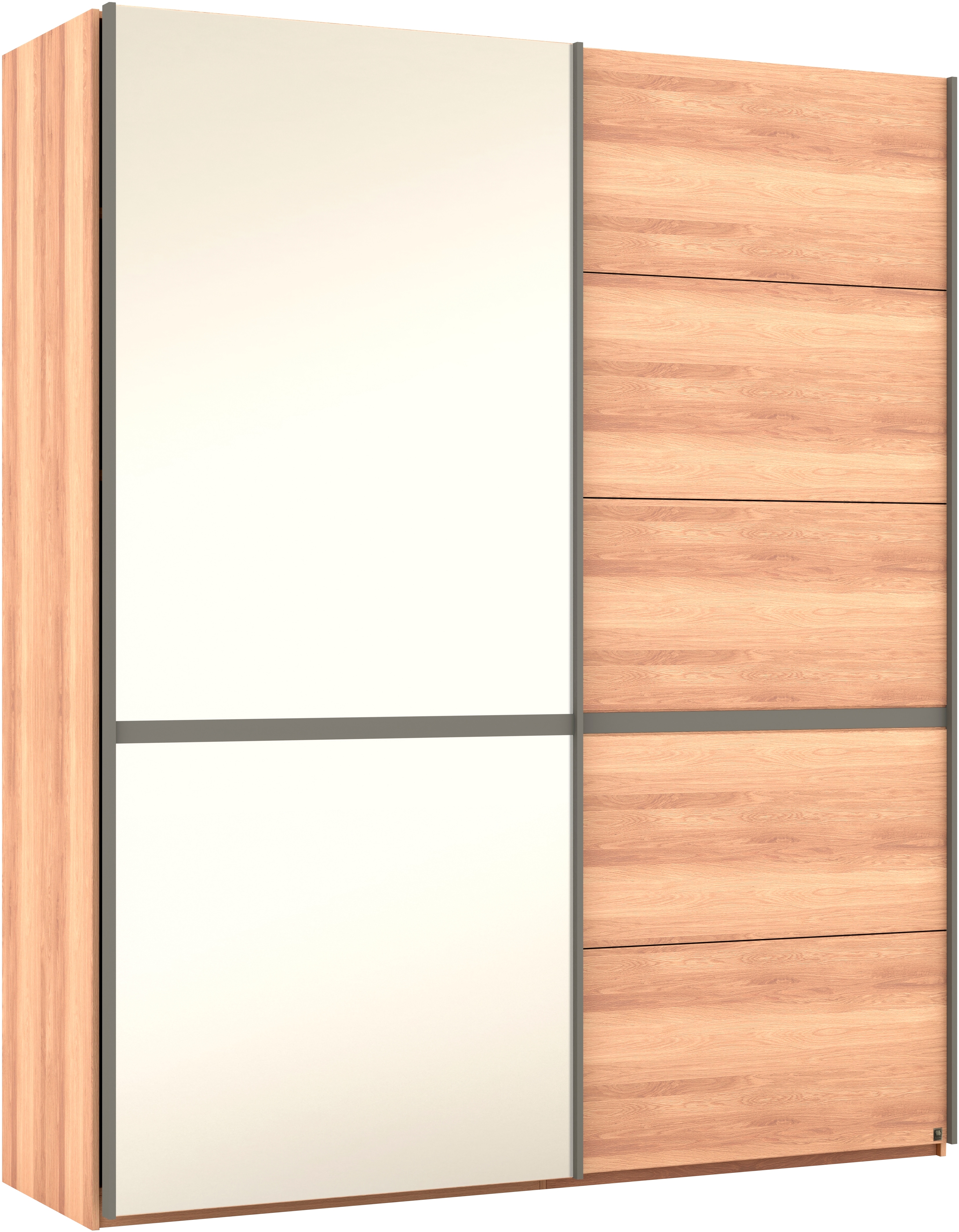 Schwebetürenschrank MUSTERRING "Sorrent, Kleiderschrank, Schrank, Schiebetüren", braun, B:200cm H:236cm, Schränke, Schwebetürenschrank, Türen in Eiche massiv mit Kassetten-Optik, verschiedene Maße verfügbar