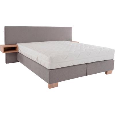 Boxspringbett ALINA "Daria", grau (hellgrau gcp 49), B:247cm L:213cm, Chenille GCP (100% Polyester), Komplettbetten, Boxspringbett, integrierte Nachttische und Matratze, unterschiedliche Ausführungen Image